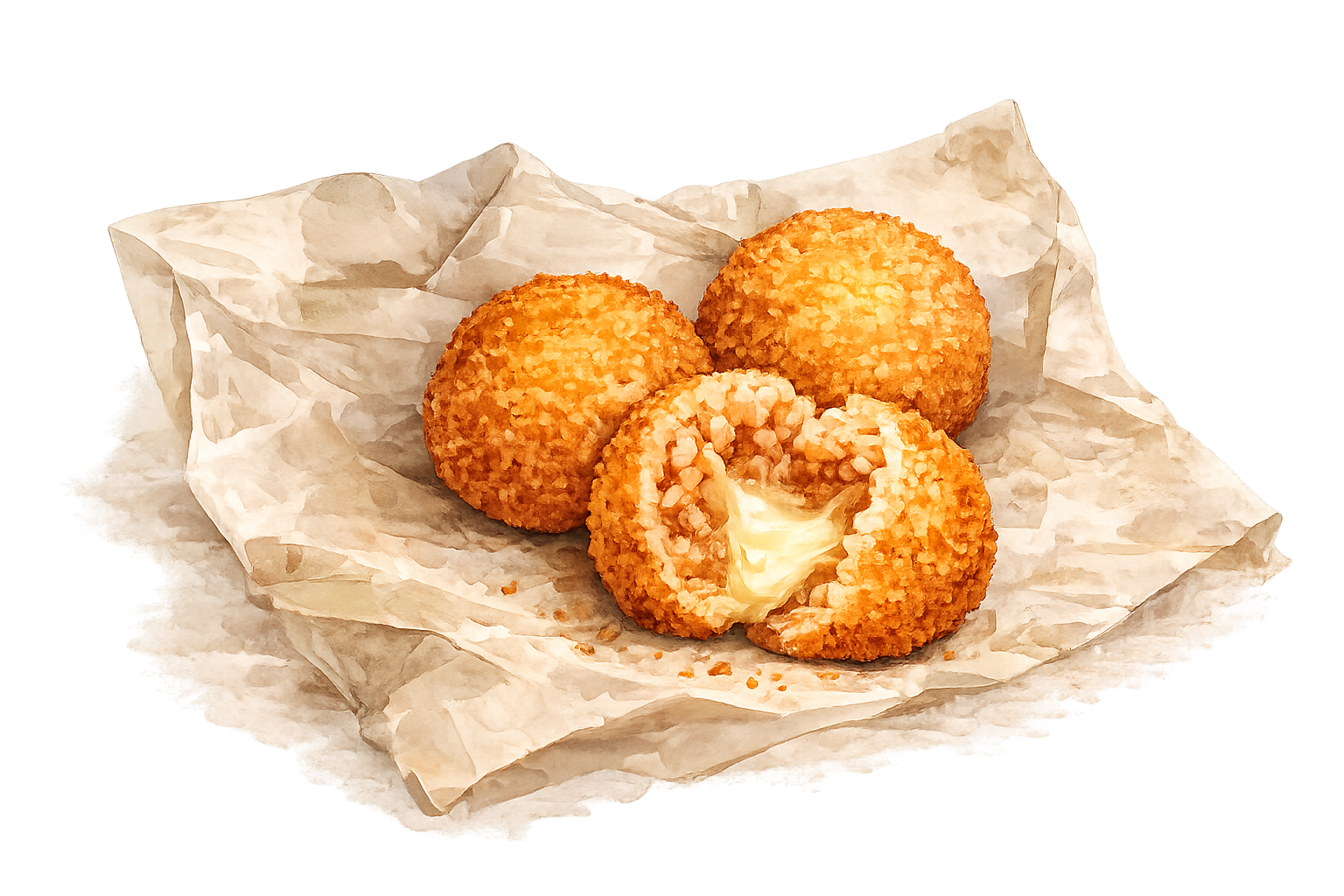 Arancini på krøllet papir